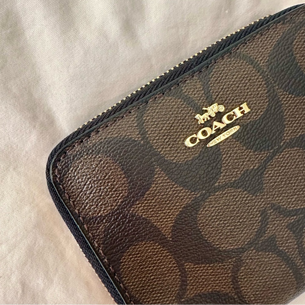 Coach Monogram Zip Wallet | Brown and Black | Medium - Picture 7 of 7